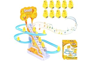 HOVCEH Elektrische Ente Treppensteigen Spielzeug, Electric Duck Climbing Stairs Toy, Pädagogisches Spielzeug Ab 3 Jahre, Kriechende Treppe Kinderspielzeug Mit Musik & Fashing LED-Leuchten