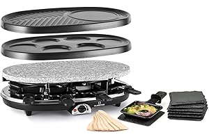 ‎KLARSTEIN Klarstein Steaklette All-U-Can-Grill Raclette - 1500 Watt , 8 Personen . -Pfännchen, stufenlos regelbare Temperatur, 4-in-1 , inkl. Untersetzer und Holzspatel