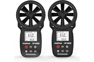 HoldPeak Anémomètre Numérique pour Mesurer la Vitesse et la Yempérature du Vent,avec LCD Rétro-Éclairage & Vent Indication de Refroidissement & Max/Min (866B)