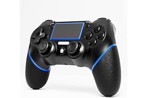 CHEREEKI Wireless Controller für PS-4 Gamepad mit Turbo Doppelter Vibration 6 Achsen Gyro Sensor 600 mAh Akku Touchpad 3.5mm Audio Jack Schwarz