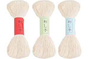 FREEBLOSS 3 écheveaux de fil Sashiko de 300 m - 100 % coton - Pour matelassage et broderie - Fil Sashiko épais pour couture à la main - Fil Sashiko épais pour fournitures de broderie japonaises