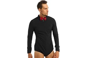 YiZYiF Homme Justaucorps de Danse Body Zip Chemise de Latine Combinaison à Manches Longues Costume de Soirée Gala Carnaval Danse Jazz Bodysuit pour Performance M-3XL
