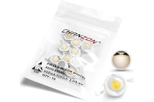 CHANZON 10 Stück High Power LED Chip 3W Warmweiß 3000K - 3500K (Eingang 600mA - 700mA/DC 3V - 3.4V/3 Watt) Superhelle Intensität SMD COB Licht Emitter Komponenten Diode Lampe Perlen DIY Beleuchtung