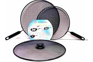 DPNY 3 x Splatter Guard Set Frying Pan Anti Splash Screen Cover Mesh Metal Wired 21 29 and 33cm