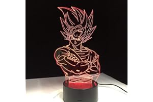 FACETOWIND FACETO Wind para niños Dragon Ball Z Super Saiyan Vegeta LED Lámpara de luz super son Goku mesa LED Lámpara de escritorio con Touch Remote 3d led bombilla