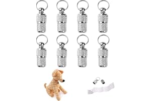 LAIYOHO 8 Stück Silberne ID-Anhänger für Hunde & Katzen - Antiverlust Adresskapseln mit Gravur, Leichtes Halsbandanhänger Set aus Langlebigem Messing，Rostfrei