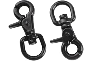 UFURMATE Swivel Clip 2Pcs 316 Stainless Steel Leash Swivel Snap Hooks Locking Dog Leash Buckle Quick Release Buckles 360 Degree Swivel Clips for Dog Walking Camping Hiking (Black, 17mm Ring)