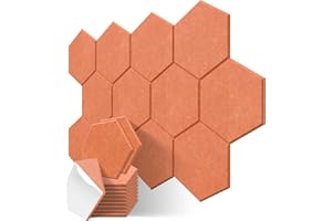 JBER Sześciokątne panele akustyczne, fazowana krawędź, dźwiękoszczelne panele piankowe, samoprzylepne, 35 x 30 x 1 cm, panele dźwiękochłonne o wysokiej gęstości, płytki ścienne do obróbki akustycznej,