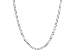 ShiWuYou 5mm Collar de Cadena Cubana de Plata, Collar de Acero Inoxidable para Hombre, 50CM Collar Cuello de Cadenas Cubanas Hombres Mujeres Tono Plata