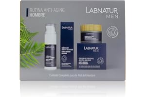 Pack Rutina Anti-Aging Hombre Labnatur Men. Ácido Hialurónico y Colágeno Marino. Reduce las Arrugas. Piel Firme e Hidratada. Cosmética Facial Natural y Vegana.