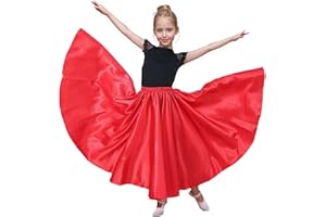 Baisdan Gonna per Danza del Ventre per Ragazze, Gonna Lunga in Raso Cerchio Completo per Danza del Ventre, Costume da Ballo Flamenco