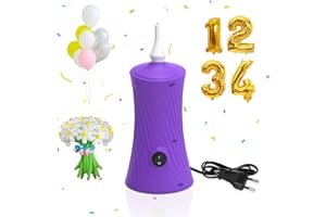 PlusFive Pompe à Ballons Électrique - Gonfleur Electrique pour Ballons Longs & Feuille d'Aluminium, Pompe Ballon Portable, Pompe Gonflage pour Ballons Anniversaire, Mariage, Noël & Décorations de Fête