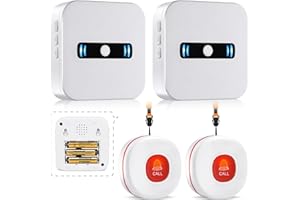 DAYTEE Daytech Alarme Maison Sonnette d'appel d'urgence pour Personnes âgéesbracelet Alarme Personne agee,pour Les Soins à la Maison (2 extenseurs + 2 émetteur)