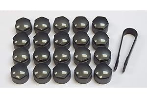 AUDI (GENUINE OE) Genuine Wheel Nut Covers made for Audi A3 Q3 Q5 A4 A6 Q2 with Removal Tool (Glossy Grey, 17mm (2016+ models 4M))