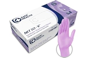 Safe Health Guanti monouso da esame Nitro - V in Nitile Vinile sintetico Viola Taglia L | Confezione da 100 | Senza polvere Senza lattice | Clinica Uso medico Uso Alimentare Salone per le unghie