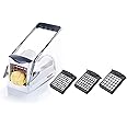 Westmark Potato Chipper and Produce Slicer with Three Stainless Steel Cutting Inserts and indentors, Easy Stix, White/Anthracite, 11802260