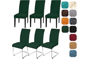 Yugarlibi Dining Chair Covers Set of 6 Stretch Slipcovers Swing Elastic Removable Dining Room Chair Covers Reusable Washable Protector for Hotel Banquet Ceremony (Green, 6 pcs)