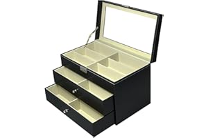 MAESTRORELOJERO MR Maestro Relojero - Custodia Vetrina per 18 Occhiali | Organizer Gioielli da Cassetto | Contenitore Orologi | Organizer per Anelli, Orologi Uomo Automatici, Occhiali da Sole Donna, Box Uomo