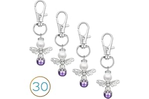 OUMEZON Lila Gastgeschenke Taufe Hochzeit 30 Stück Gastgeschenke Hochzeit Schutzengel Schlüsselanhänger für Kommunion Konfirmation Geschenk Party Mitbringsel Weihnachten Gäste Baby Shower Party