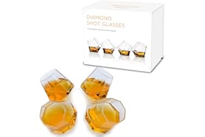 MAD MONKEY Verres à liqueur insolites, verres en diamant, set de 4, verre à liqueur amusant, emballage cadeau design, Colorless (Clear)