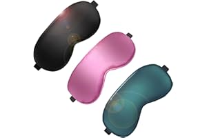 Yolistar Lot de 3 Masque de Nuit pour Hommes et Femmes, Masque des Yeux Voyage Anti-lumière avec Sangle Élastique Réglable, pour Dormir, les Siestes, la Méditation, les Voyages(Noir+Violet+vert encre)