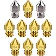 Creality 3D Printer 0.2mm, 0.3mm, 0.4mm, 0.5mm, 0.6mm MK8 Brass Nozzles and Hardened Steel Extruder Nozzles Kit for Ender 3 S