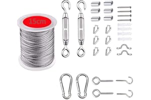 ShengOu 31PCS Fune Cavo Acciaio,Cavo in Acciaio per Iampadario,Cavo in Acciaio per Tende da Sole,Tenditore Acciaio Inox,Cavo Acciaio per Tende,Cavo in Acciaio Inossidabile (15)