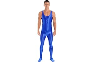 CHICTRY Mens Oil Shiny One Piece Long Sleeves Full Body Jumpsuit Sport Spandex Leotard Bodysuit