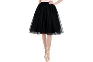 AUYAO Women's Tulle Skirt, Ladies Elastic High Waist Layered Skirt, Women Tulle Tiered Layered Skirt Ballet Tutu Prom Party, Mesh A-line Midi Skirt for Women Girl for Daily, Prom, Carnival