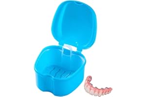 KWQINX denture case false teeth container portable fixed box, orthodontic tooth retainer box easy to clean plastic denture bath box denture cleaning set for storing soaked dentures