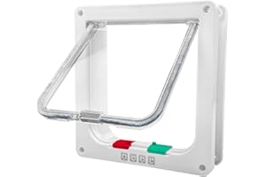 Lectorias ABS Acrylique Chatiere pour Chat, Chatières pour Chien Intérieure, Porte Chats Baie Vitrée Coulissante, Portes Chat avec Magnétique à 4 Voies, Cats Gateway, pour Animauxs de Compagnie, Blanc