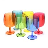 Yalin 12oz Stackable Unbreakable Acrylic Plastic Wine Water Tumblers Set of 6 (Multicolor, 12oz)