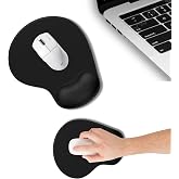 MP01 - Elips Bilek Destekli Mouse Pad | Konforlu, Kaymaz Taban, Ergonomik, Yumuşak, Ev,ofis (Siyah)