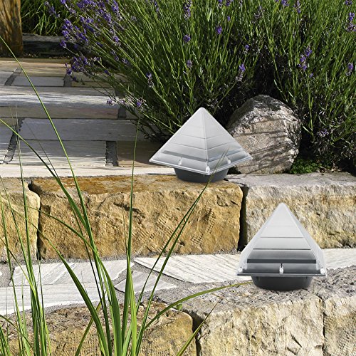 EASYmaxx Solar-Leuchte Pyramide 2er-Set 1,2V- Tageslichtsensor- integrierte Solarpanels