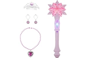JOINPAYA 1 set snowflake magic wand: princess wand crown necklace earrings fairy for Christmas Halloween party accessories without battery
