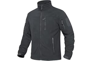 KEFITEVD Chaqueta de forro polar para hombre, resistente al viento, con cremallera, abrigo táctico cálido con 6 bolsillos