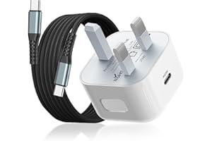 ROÉKO iPad Charger,USB C Fast Charger Cable and 25W UK Power Plug,Tablet Chargers for iPad Pro 12.9/11 inch,iPad Air 5/4,iPad Mini 6 Gen/iPhone 16/15/Pro/Plus/Pro Max (Charger+1*Cable)