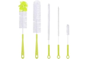 O-KINEE 5pcs Botella Cepillo Fijado Varias Aplicaciones Cepillo Mango Largo Botellas de Limpiador para el Lavado de Cerveza Vino Deportes Botellas de Agua, Tetera, Jarra Estrecha Cuello Botellas (5pack-a)