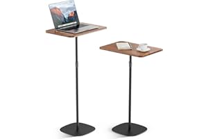 POLESTO Tragbarer Laptop-Ständer, höhenverstellbarer Beistelltisch für Sofa/Nachtschrank, eleganter Holz-Rednerpult-Ständer, mobiles Podium für Zuhause, Büro und Schule, Schwarz