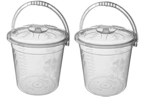 BEST HOUSE ANOTHER FINE PRODUCT Best House | Plastic Bucket with Lid Handle | 5 Litres | CLEAR | 2 Pcs | Household Bucket | Storage Buckets Bin Container, Multipurpose Use for Home, Garden and Workshops (Pack of 2)