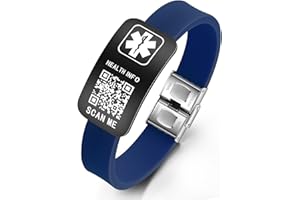 Theluckytag Medical Bracelets for Men Women with QR Code Medical Alert ID Bracelets Sport - Silicone Waterproof Wristband - More Space Custom Emergency Info