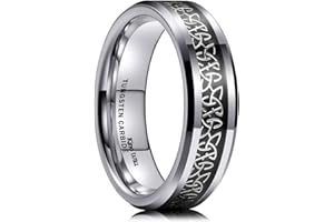 King Will 8mm Tungsten Stainless Steel Wedding Spinner Ring for Men - Viking/Celtic Knot Design Band with Carbon Fiber Inlay | Comfort Fit Wedding Band, Anniversary Jewelry Gift