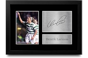 HWC Trading FR Henrik Larsson Gift Signed FRAMED A4 Printed Autograph Celtic Gifts Print Photo Picture Display