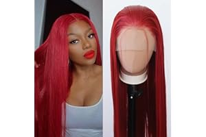 Towarm Red Wig Long Straight Dark Red Synthetic Lace Front Wigs Pre Plucked Natural Hairline with Baby Hair for Black Women Heat Resistant Fiber Hair Cosplay Daily Wear Wig (Red)