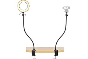 Ayizon - Luz de transmisión para cámara Web con luz de Anillo de 6 Pulgadas, Kit de Montaje de luz USB para cámara Web Logitech C920s C920 C930e C922x C922 C925e C615 Brio - Soporte Doble de 64cm