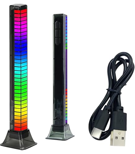 Auraglow Barre LED RGB Attivate Dal Suono – Luce Ritmica Ricaricabile Wireless Con 16 Modalità, Cancellazione Rumore, Confezione Doppia