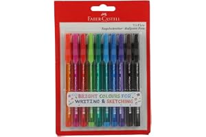 Faber-Castell Tri-Flow Ball pen 10pcs Assorted 1.0mm, Bright Colours For Writing & Sketching (Pink, Purple, Turquoise, Orange, Light Green, Green, Red, Blue, Black & Brown)
