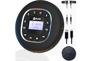 KLIM Journey - Reproductor de CD Portátil - Nuevo - Discman con batería de Larga duración y Auriculares - Radio FM Portátil Compatible con MP3, SD Card, Bluetooth - Ideal para Coches