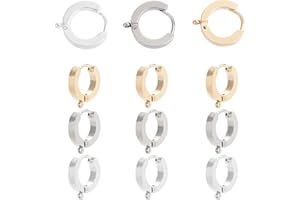 UNICRAFTALE Aproximadamente 12 Pieza 3 Colores Pendientes de Aro Huggie Pendientes de Aro de Acero Inoxidable con Anillo de Bucle Pendientes Hipoalergénicos Componentes para Bricolaje Mujeres
