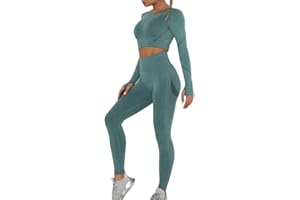 OEAK Abbigliamento Sportivo da Donna Set 2 Pezzi Top Sportivo e Vita Alta Leggings Yoga Tuta Ginnastica Completo Tuta per Running Yoga Fitness